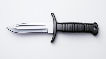 A knife on a white background with a black handle photo