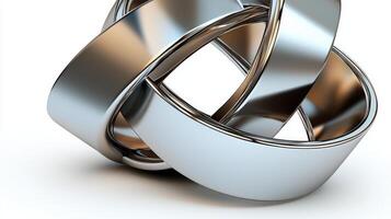 Three silver rings on a white background photo