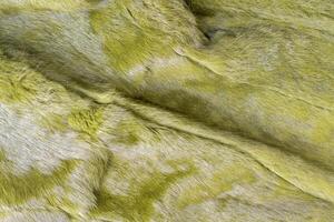 Soft green texture of fluffy fur, warm and pleasant to the touch surface, ideal for cold winter period or creating a cozy atmosphere in the interior, photo