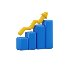 Bar chart icon 3d render concept of business growth Bar Chart with Increase Arrow icon illustration png