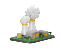 Power plant icon 3d render concept of industrial building on Electricity Power generation unit illustration png