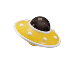 Flying UFO spacecraft icon 3d render concept of alien spaceship science technology illustration png