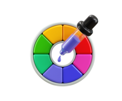 Color picker icon 3d render concept of color palette, color picker and color wheel icon illustration png