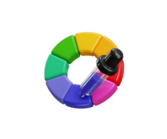 Color picker icon 3d render concept of 3d round color plat colorful creative illustration design png