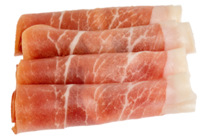 Jamon meat rolled up in a roll isolate. png