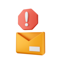 An email envelope with a red exclamation mark and a stop sign png