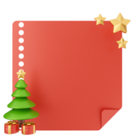Christmas tree and red paper with space for text png