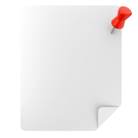A white paper with a red push pin on it png