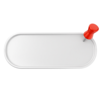 Blank white button with red push pin on black background png