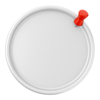 A white plate with a red push button on it png