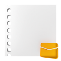 A white sheet with an envelope on it png