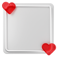 A square frame with two hearts on it png