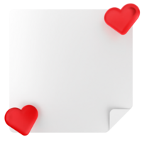 A sheet of paper with two red hearts on it png