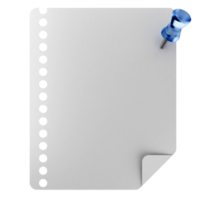 A white sheet with a blue push pin on it png