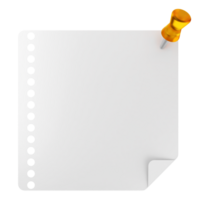 A white sheet of paper with a push pin png