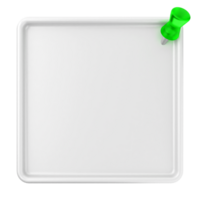 Blank white square with green push pin on black background png