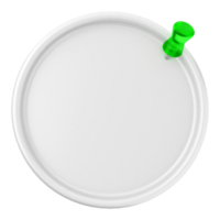 A white plate with a green push button on it png