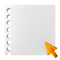 A white sheet of paper with a yellow arrow pointing to it png