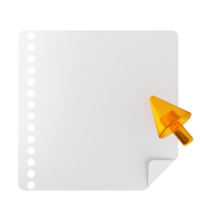 A white sheet with a yellow arrow pointing to it png