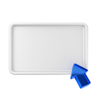 White rectangular frame with blue arrow on black background png