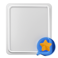A white square with a star and a speech bubble png