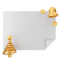A white paper with gold decorations and a bell png