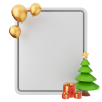A blank white board with christmas decorations and balloons png
