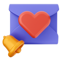 An envelope with a bell and a heart png