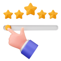 A hand pressing a button to select five stars png
