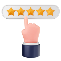 A hand pointing to five stars on a button png