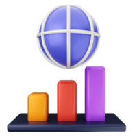 A globe and bar graph on a black background png
