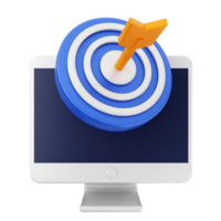A computer monitor with a dart and target png