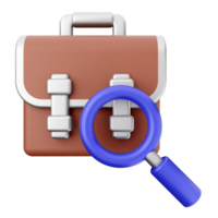 A briefcase with a magnifying glass and a blue handle png