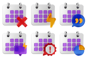 A set of calendar icons with different colors png