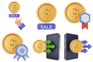 A set of icons depicting various types of money png