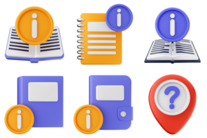 A set of icons that include a book, a map, and a compass png