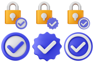 A set of four icons with a lock and check mark png