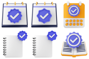 A set of icons for a calendar, notepad and other items png
