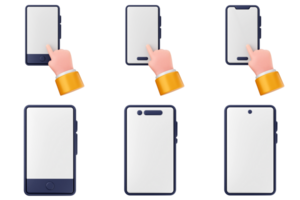 Hand holding a smartphone with different screen sizes png