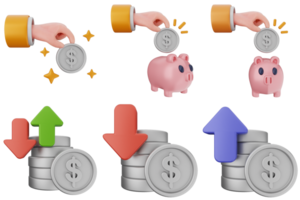 A set of icons depicting different types of money png