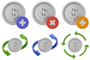 A set of icons that show different types of money png