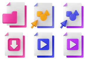 A set of colorful icons with different shapes png
