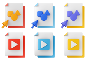 A set of colorful icons with a play button png
