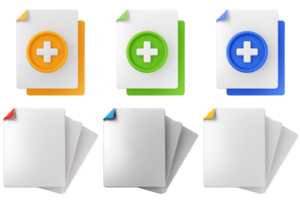 A set of four different colored paper files with a cross png