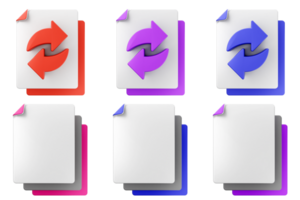 A set of four different colored paper files png