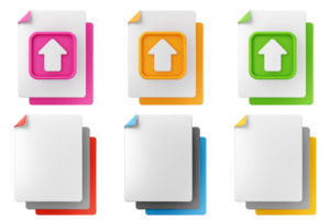 A set of colorful paper files with an arrow pointing up png