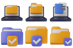 A set of file folders and check marks png