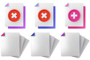 A set of four white paper documents with different colored cross marks png