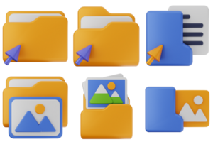 A set of folders with various icons png