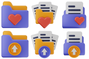 A set of icons with folders and documents png